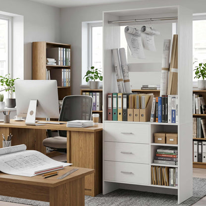 Bookcase with 3 Drawers, Freestanding Storage Bookshelf, 29.5’’ Tall Wood Display Shelves for Home Office, Living Room, Bedroom, Model: YHCC-008