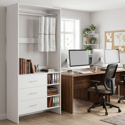 Bookcase with 3 Drawers, Freestanding Storage Bookshelf, 29.5’’ Tall Wood Display Shelves for Home Office, Living Room, Bedroom, Model: YHCC-008