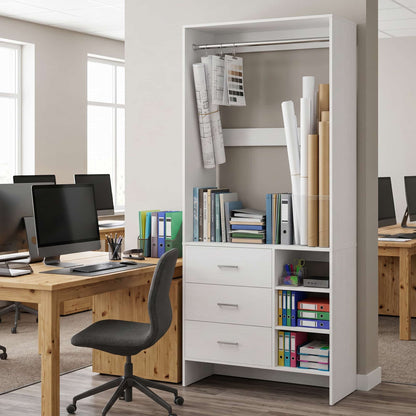 Bookcase with 3 Drawers, Freestanding Storage Bookshelf, 29.5’’ Tall Wood Display Shelves for Home Office, Living Room, Bedroom, Model: YHCC-008