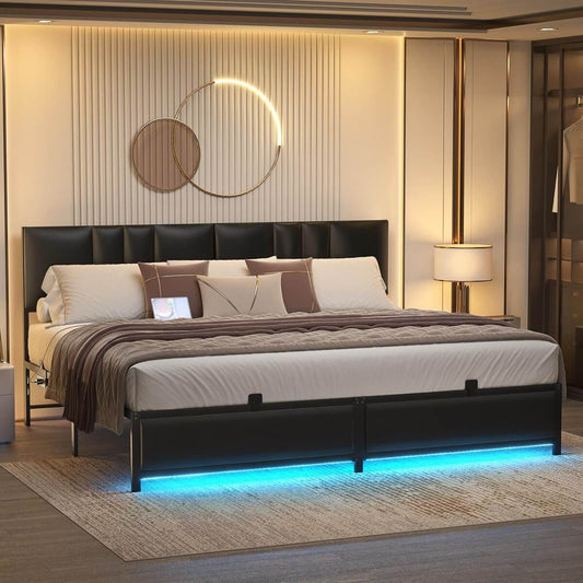 Platform Bed Frame Basic Type with 3 Height Adjustable Headboard