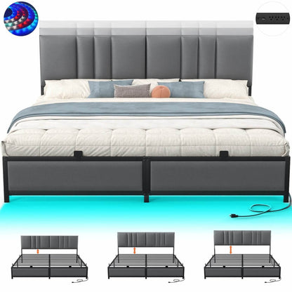 Platform Bed Frame Basic Type with 3 Height Adjustable Headboard