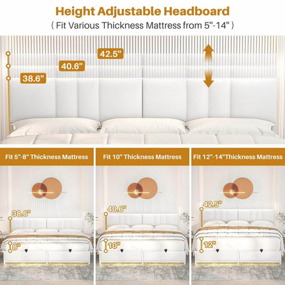 Platform Bed Frame Basic Type with 3 Height Adjustable Headboard