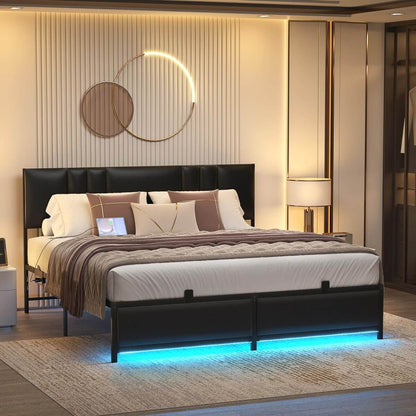 Platform Bed Frame Basic Type with 3 Height Adjustable Headboard