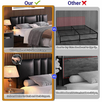Platform Bed Frame Basic Type with 3 Height Adjustable Headboard