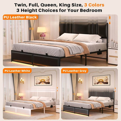 Platform Bed Frame Basic Type with 3 Height Adjustable Headboard