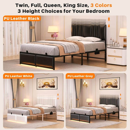 Platform Bed Frame Basic Type with 3 Height Adjustable Headboard