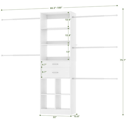 Tall Bookshelf with Drawers and Adjustable Hanging Rods, Modern Bookcase with 4-Tier Storage Shelves, Versatile Book Shelf, Model: DKQ-817.2
