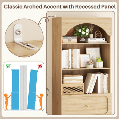 80" Tall Bookshelf with 3 Drawers and 3-Tier Open Shelves