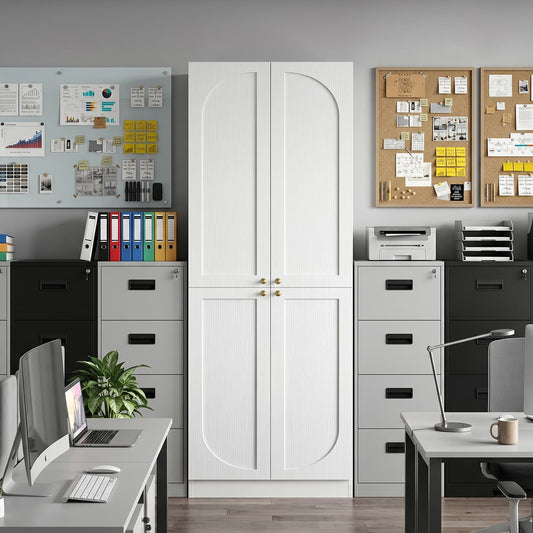 80" Bookcase with 4 Soft Close Doors and Adjustable Shelves, Model: GXYT-021