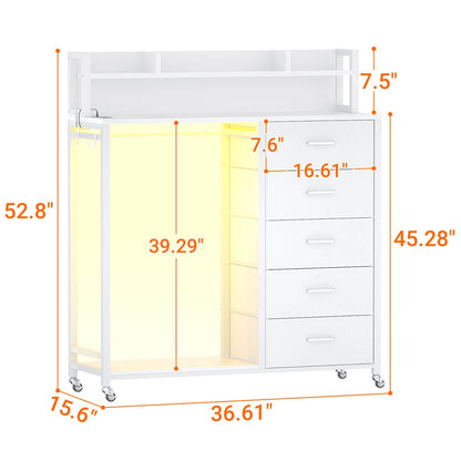 Dresser for Bedroom with Clothes Rack & Shelves