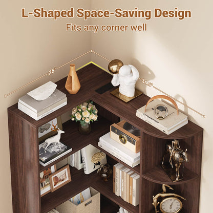 71" Tall 7-Tier Corner Shelf, L-Shaped Corner Bookshelf