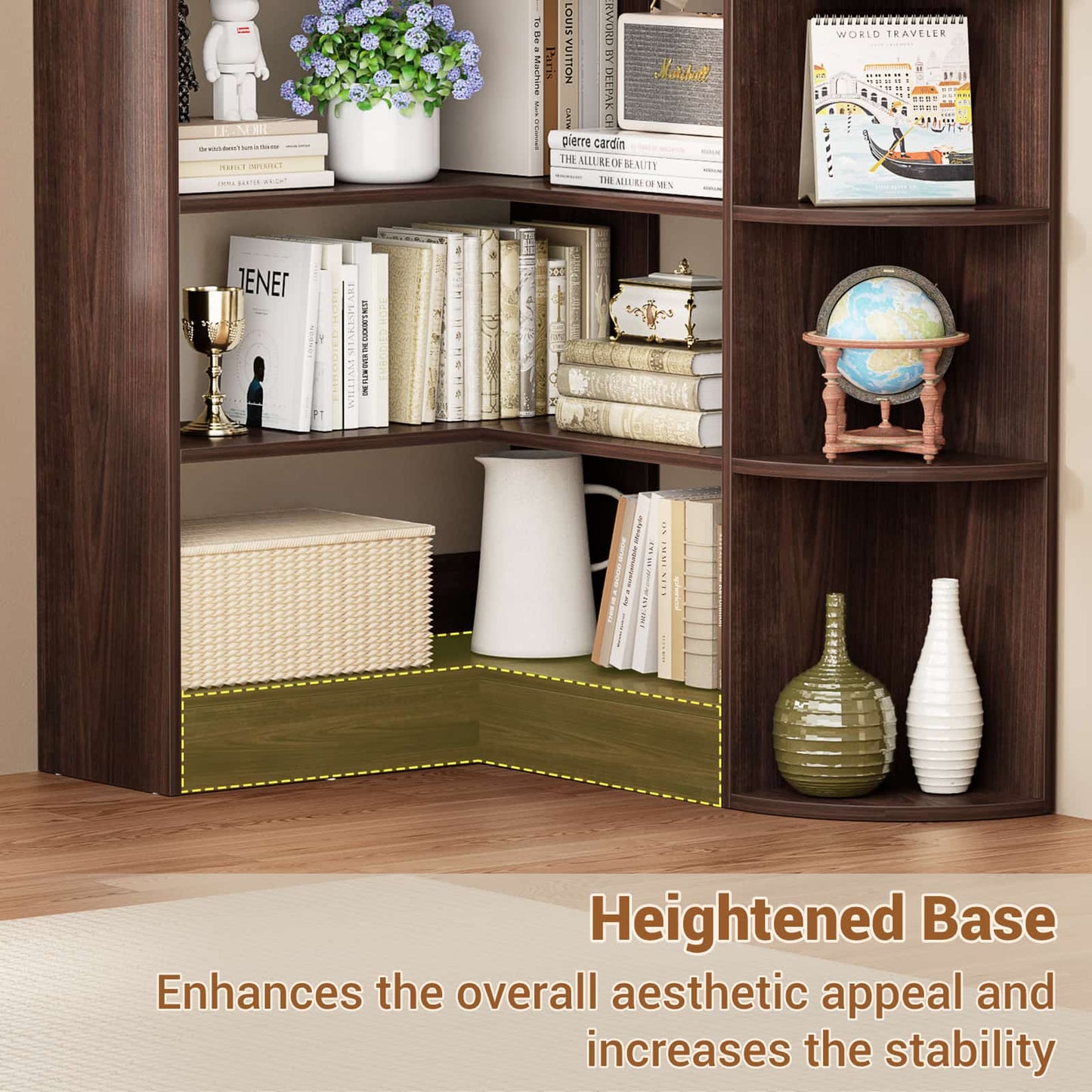 71" Tall 7-Tier Corner Shelf, L-Shaped Corner Bookshelf