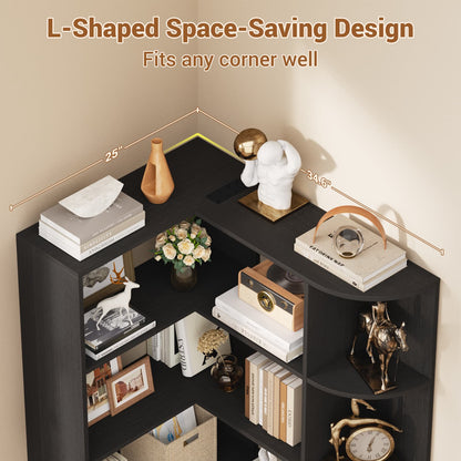 71" Tall 7-Tier Corner Shelf, L-Shaped Corner Bookshelf