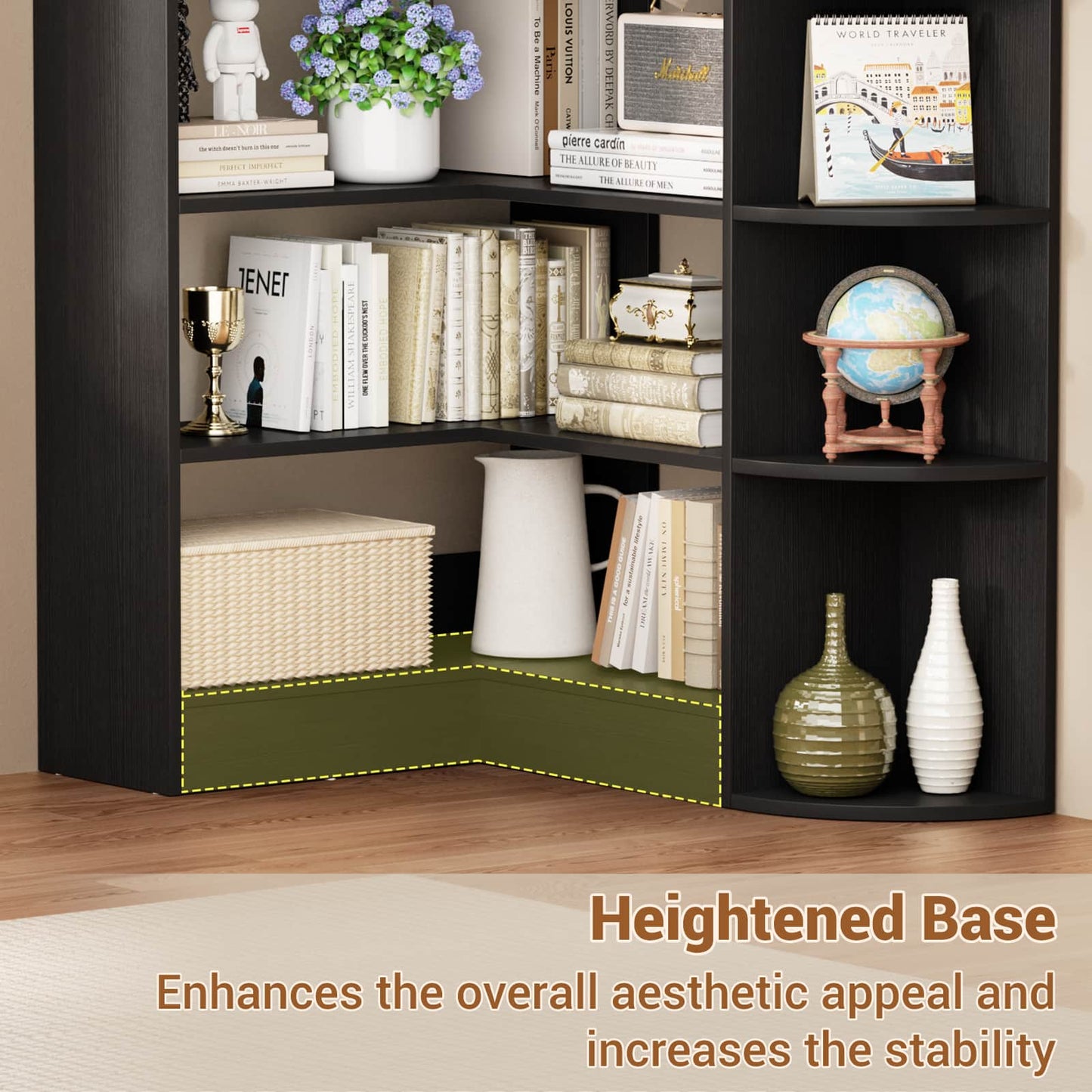 71" Tall 7-Tier Corner Shelf, L-Shaped Corner Bookshelf