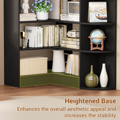 71" Tall 7-Tier Corner Shelf, L-Shaped Corner Bookshelf