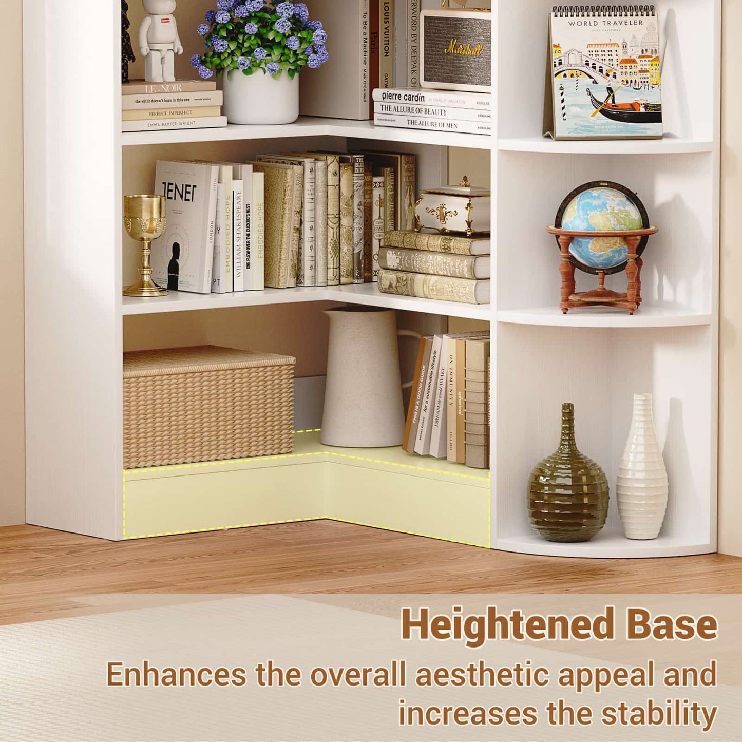 71" Tall 7-Tier Corner Shelf, L-Shaped Corner Bookshelf