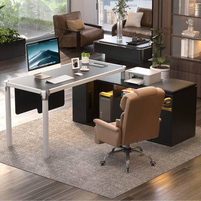 L Shaped Desk with File Cabinet and Power Strip