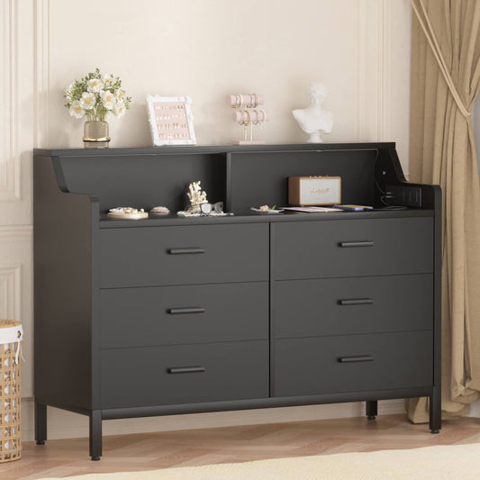 6 Drawer Wooden Dresser for Bedroom
