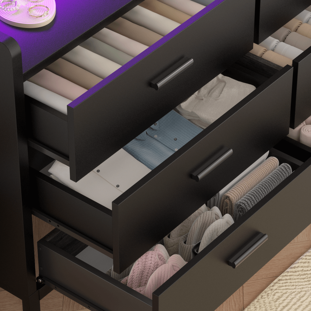 6 Drawer Wooden Dresser for Bedroom