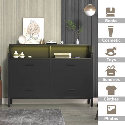 6 Drawer Wooden Dresser for Bedroom