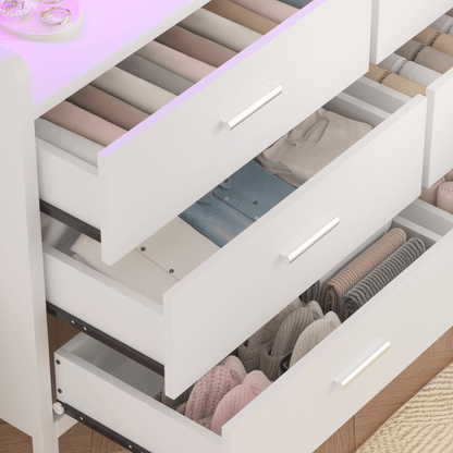 6 Drawer Wooden Dresser for Bedroom