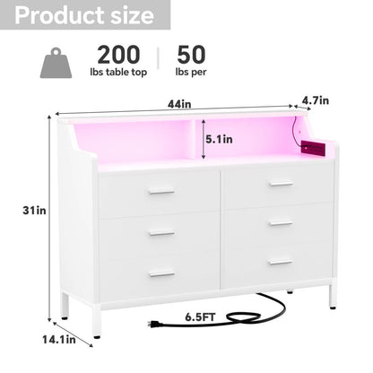 6 Drawer Wooden Dresser for Bedroom