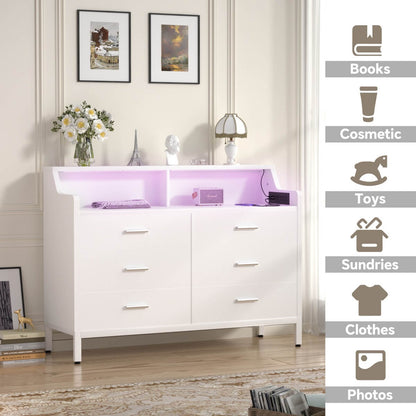 6 Drawer Wooden Dresser for Bedroom