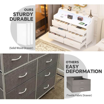 6 Drawer Wooden Dresser for Bedroom