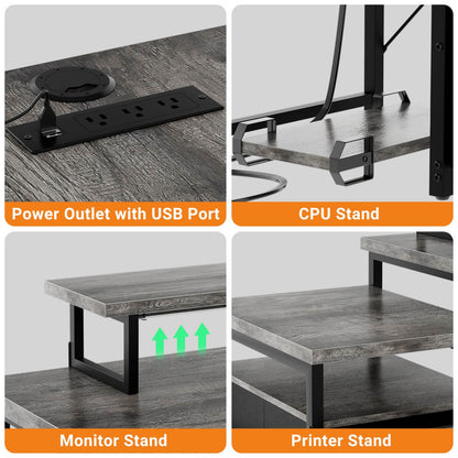 Reversible L Shaped Computer Desk with Fabric File Drawers