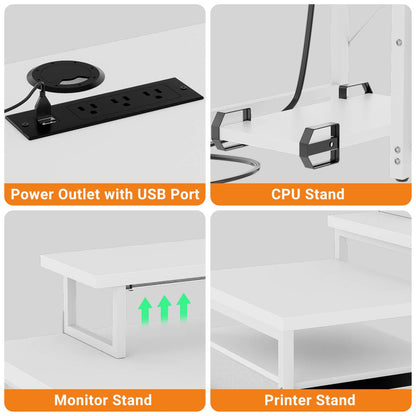 Reversible L Shaped Computer Desk with Fabric File Drawers