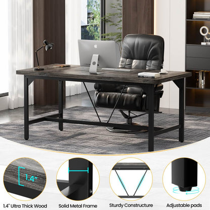 63 Inch Computer Desk, Sturdy Large Office Desk, Premium 2 Person Long Desks