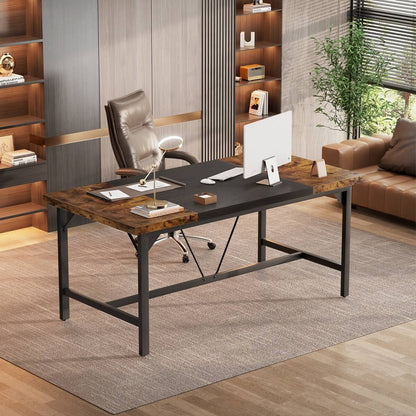 63 Inch Computer Desk, Sturdy Large Office Desk, Premium 2 Person Long Desks