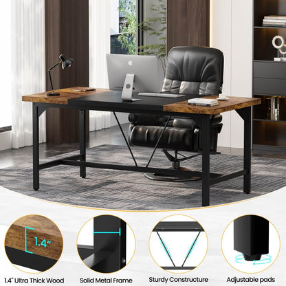 63 Inch Computer Desk, Sturdy Large Office Desk, Premium 2 Person Long Desks