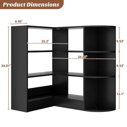 4-Tier Small Corner Shelf, Compact L-Shaped Corner Bookshelf