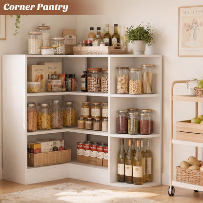 4-Tier Small Corner Shelf, Compact L-Shaped Corner Bookshelf