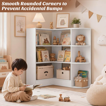 4-Tier Small Corner Shelf, Compact L-Shaped Corner Bookshelf
